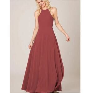 New SORELLA VITA Women's Sangria Halter Neck Chiffon Bridesmaid Dress Size 14